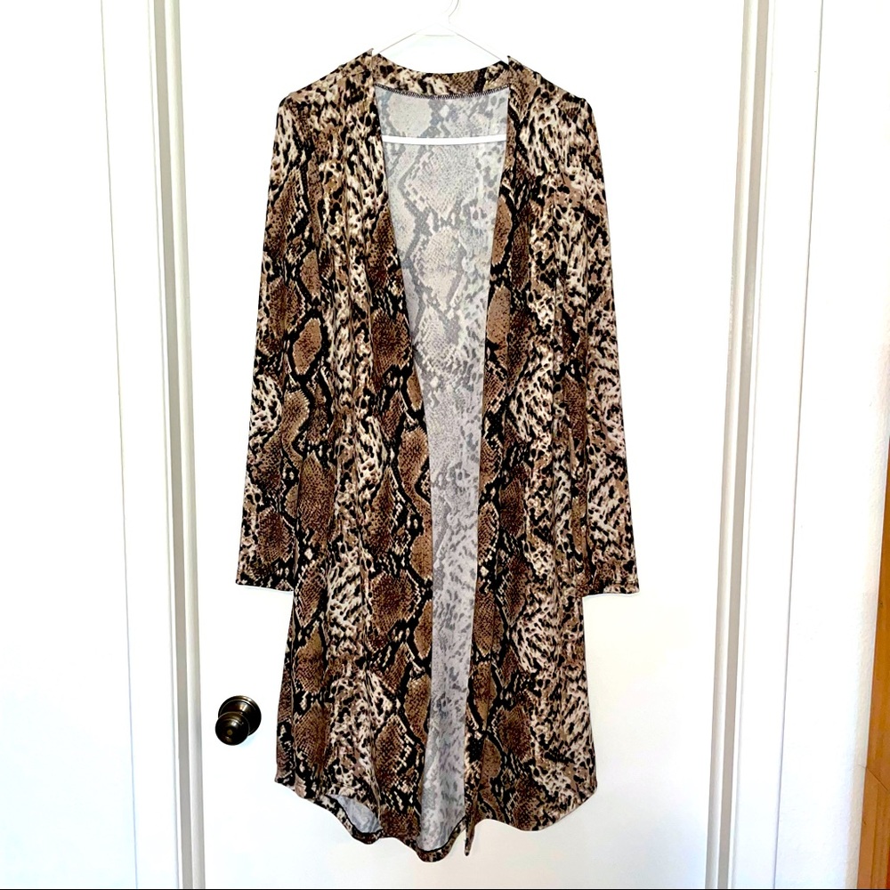 Fashion Snake Print Long Cardigan Duster